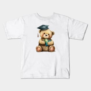 Watercolor Teddy Bear Graduation Kids T-Shirt